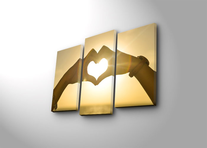 Wallity Set de 3 Cuadros Decorativos Iluminados con LED en Lienzo de Ante